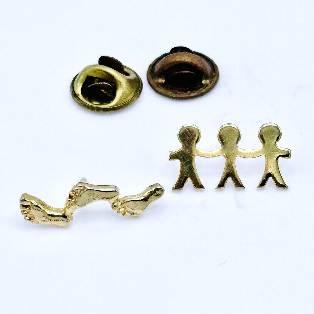 Vintage Footprints Poem Lapel Pin Gold Tone Faith Friendship Novelty‎ Tie Tack